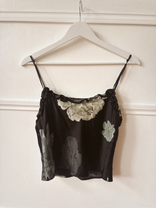 Midnight Rose Silk Cropped Cami Top