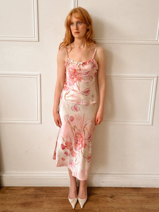 Blush Pink Silk Midi Skirt (Coming Soon)