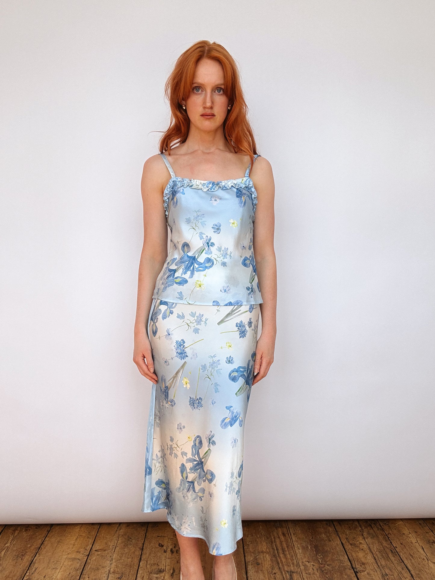 Silk Iris Blue Floral Cami Top