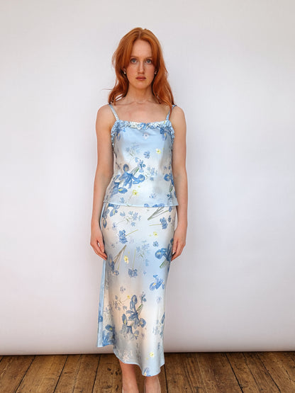 Silk Iris Blue Floral Cami Top