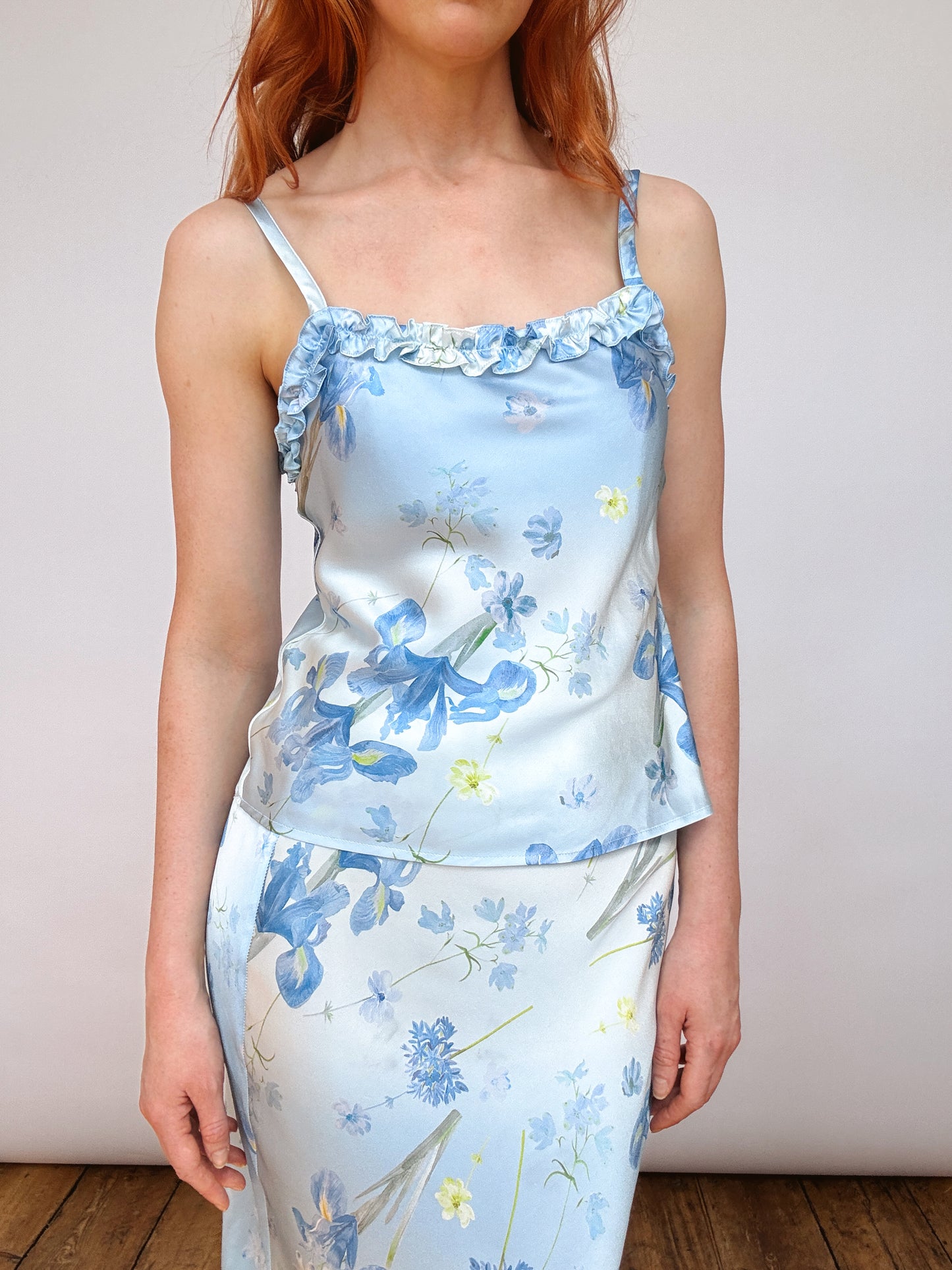 Silk Iris Blue Floral Cami Top
