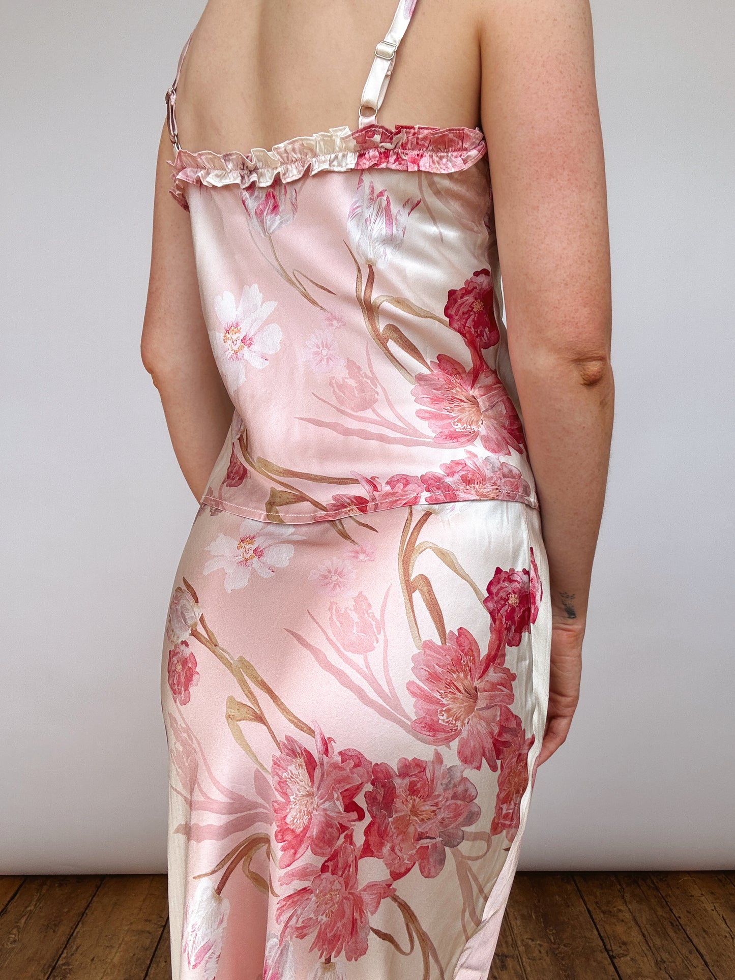 Silk Blush Pink Floral Cami Top