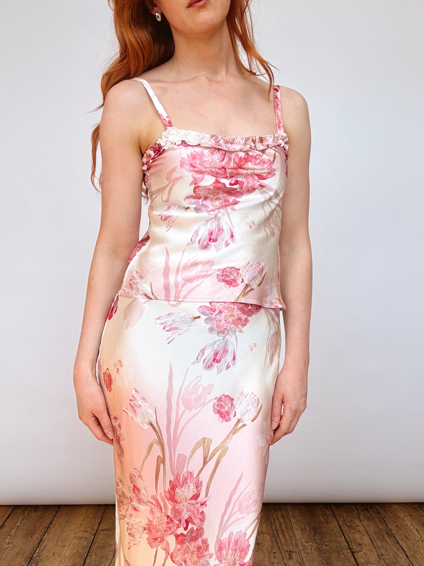 Silk Blush Pink Floral Cami Top