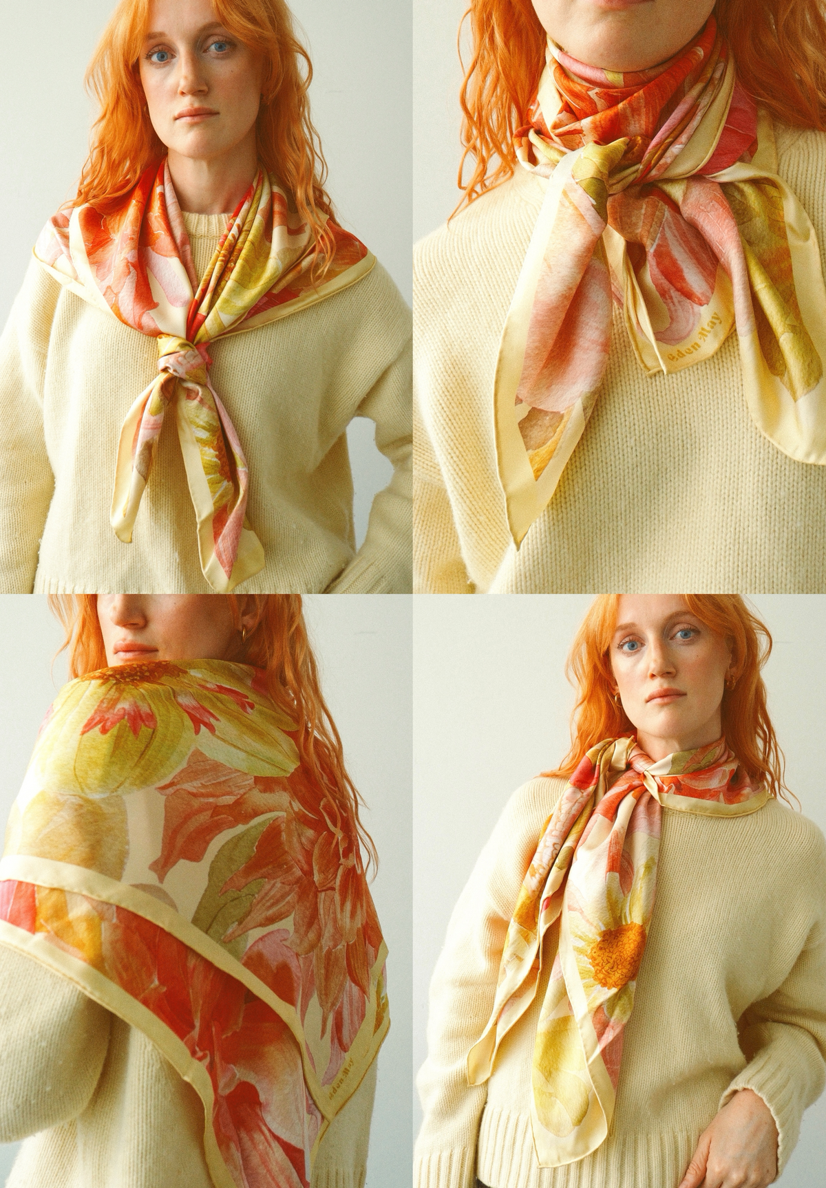 Golden Dahlia Silk Scarf
