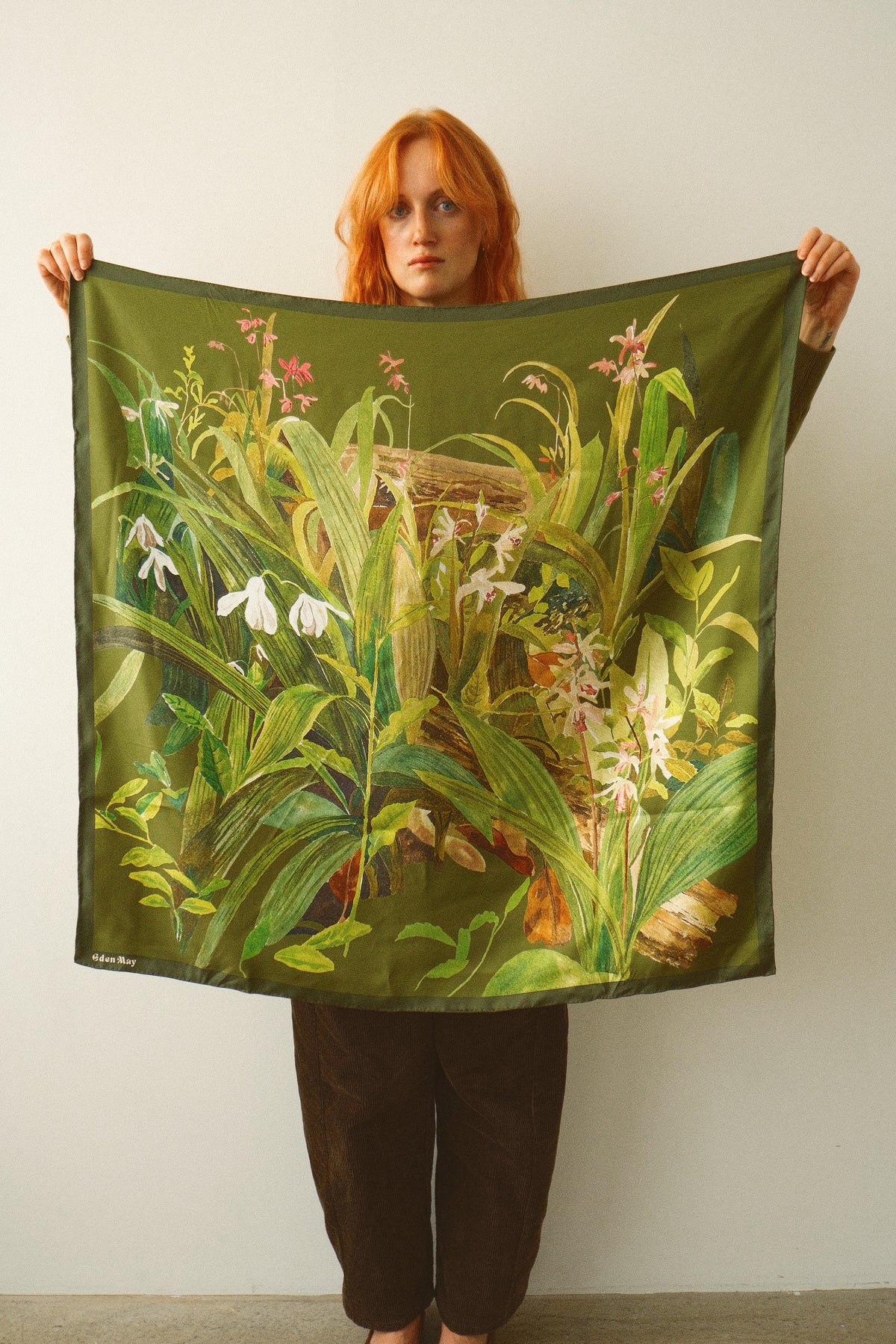 Large Moss Orchid Silk Scarf