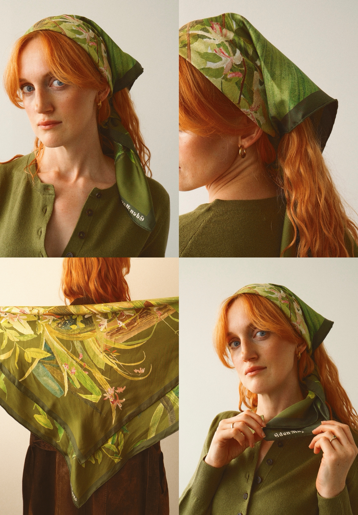 Large Moss Orchid Silk Scarf