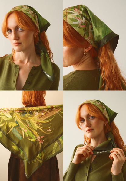 Large Moss Orchid Silk Scarf
