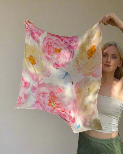 Peony Silk Scarf