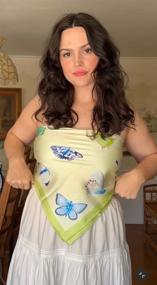 Matcha Butterfly Silk Scarf