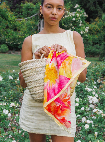 Golden Dahlia Silk Scarf