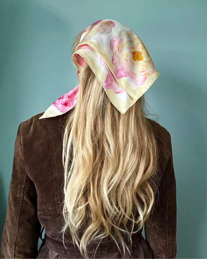 Butter Peony Silk Scarf