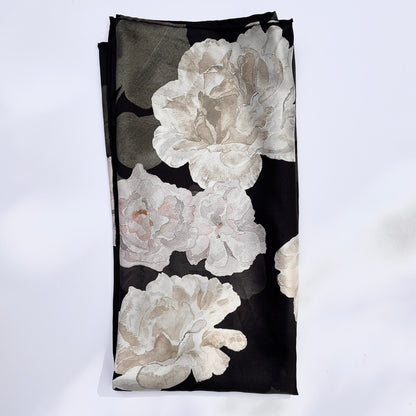 Black Rose Silk Scarf