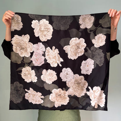 Black Rose Silk Scarf