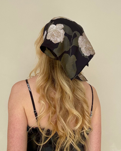 Black Rose Silk Scarf
