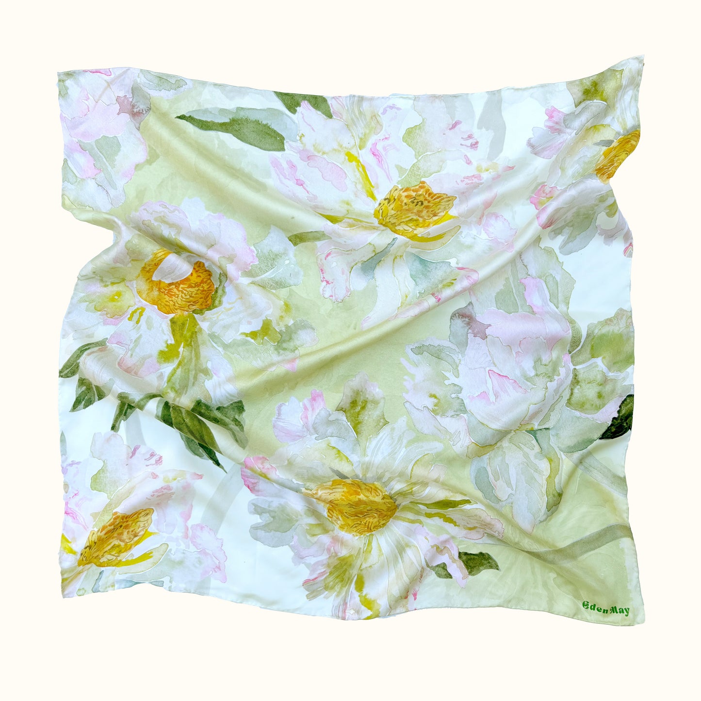 Monet Green Silk Scarf 65