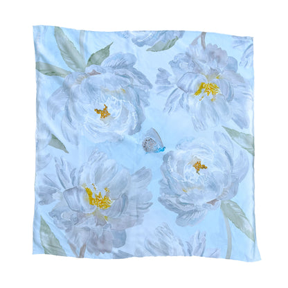 Marie Light Blue Butterfly Silk Scarf 65