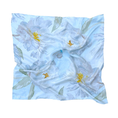 Marie Light Blue Butterfly Silk Scarf 65