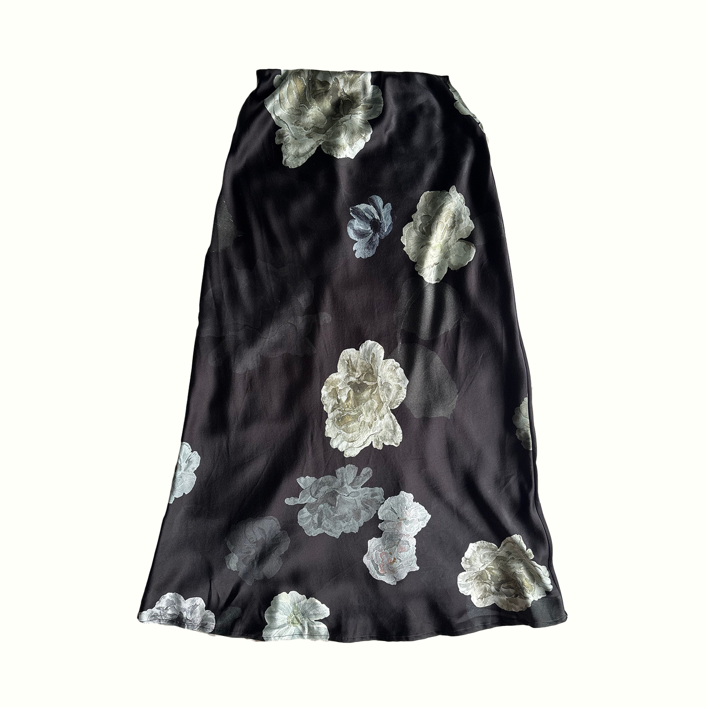 Midnight Rose Silk Midi Skirt