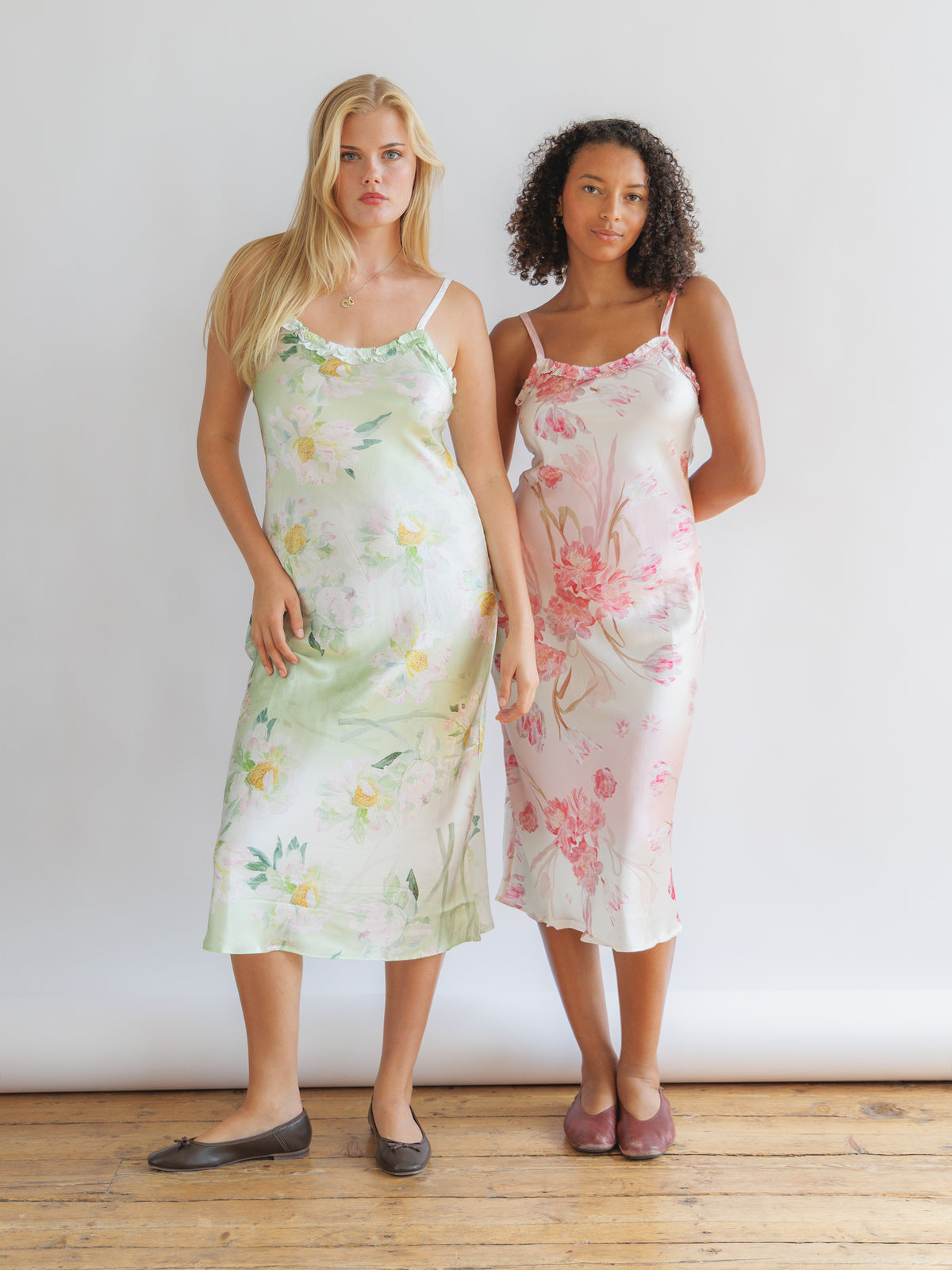 Silk Monet Green Midi Dress