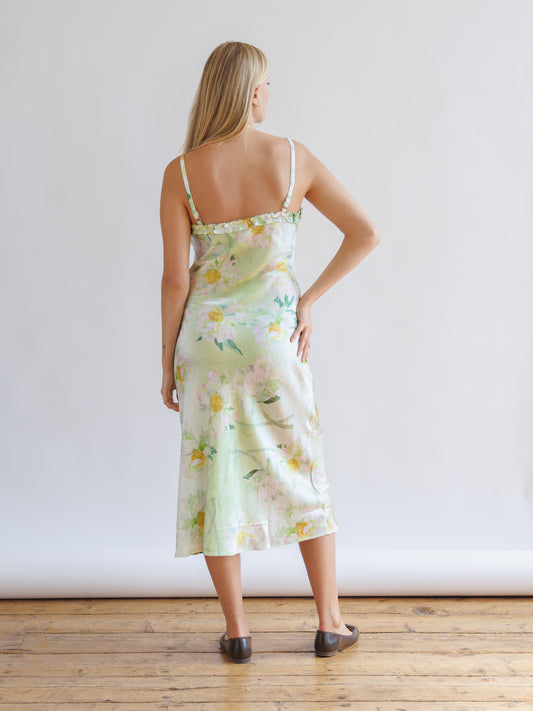Silk Monet Green Midi Dress