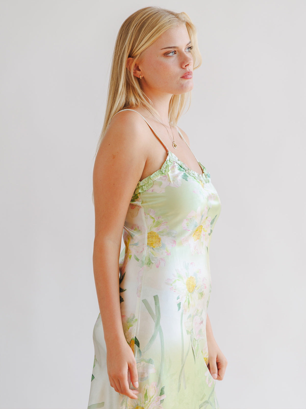 Silk Monet Green Midi Dress
