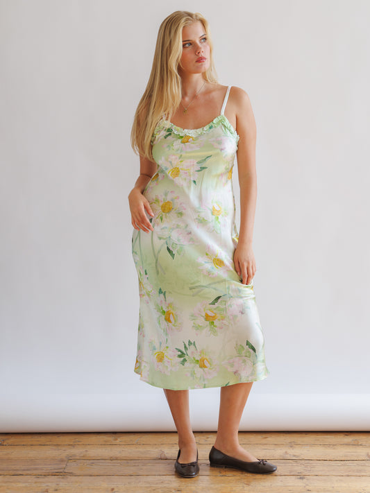 Silk Monet Green Midi Dress