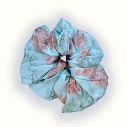 Marie Light Blue Silk Scrunchie