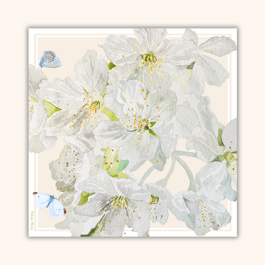 White Blossom Silk Scarf