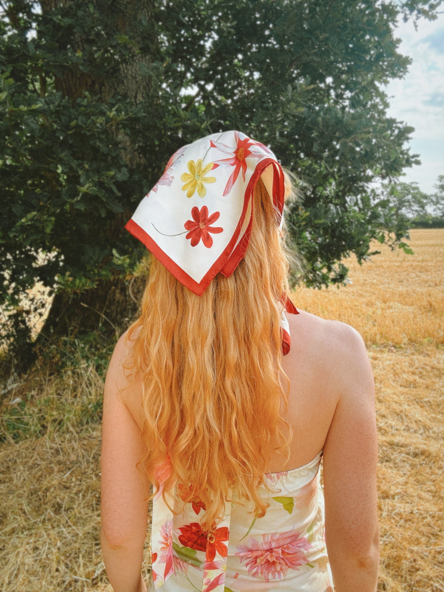 Cream Dahlia Silk Scarf