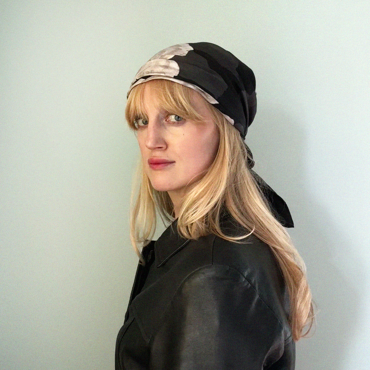 Large Black Rose Silk Scarf