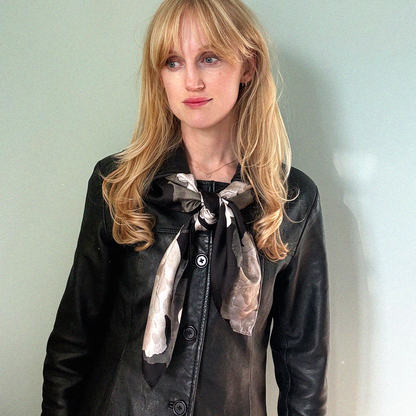 Large Black Rose Silk Scarf