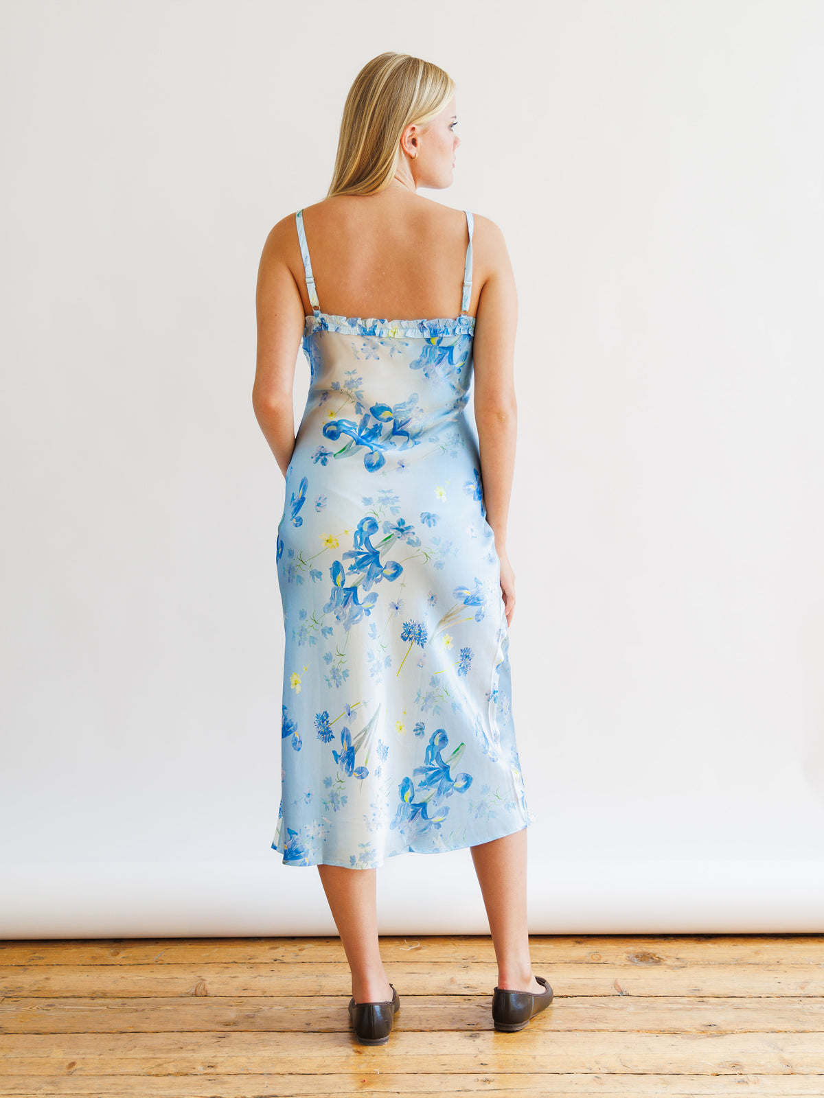 Silk Blue Iris Midi Dress