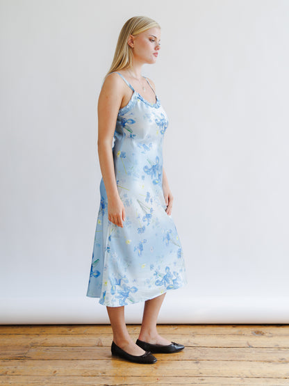 Silk Blue Iris Midi Dress