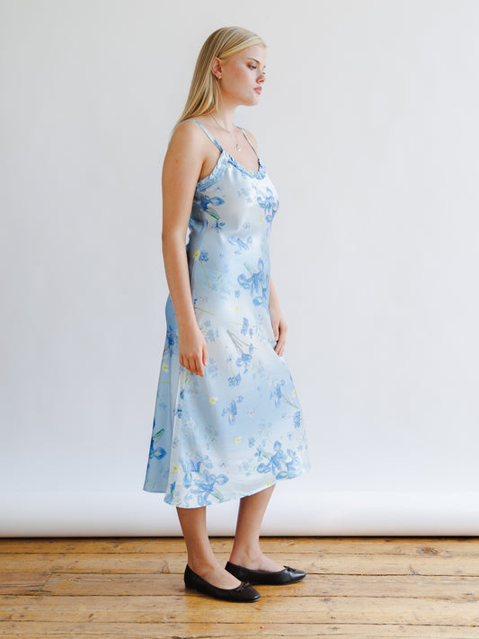 Silk Blue Iris Midi Dress
