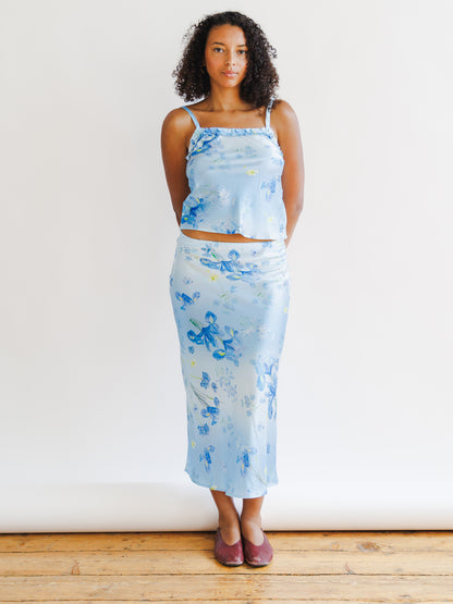 Silk Iris Blue Floral Cami Top