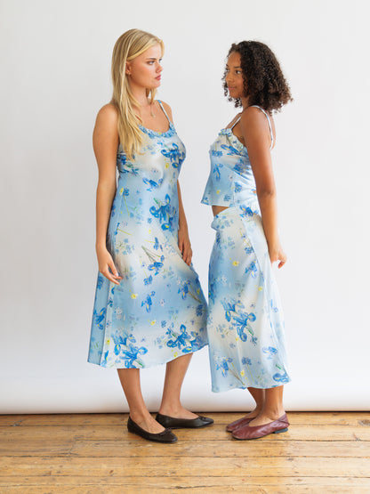 Silk Blue Iris Midi Dress