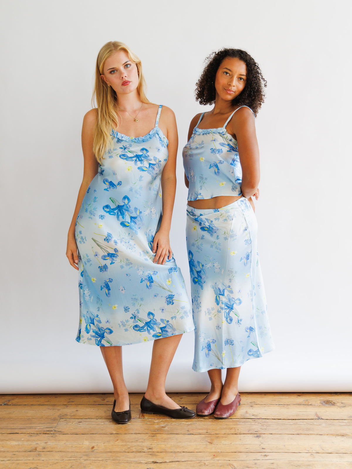 Silk Blue Iris Midi Dress
