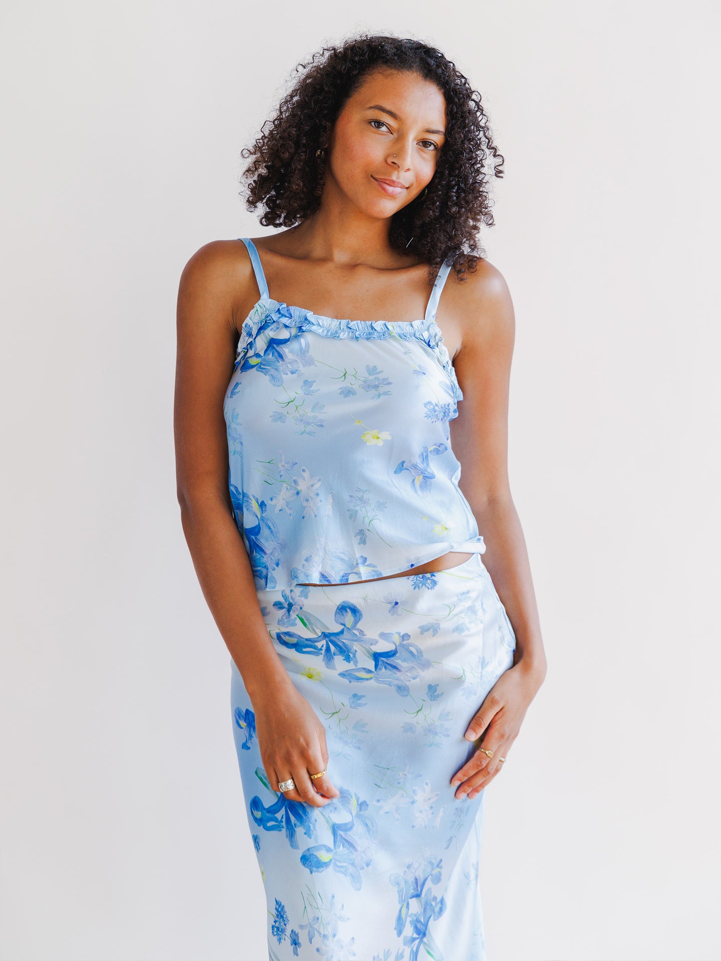 Silk Iris Blue Floral Cami Top