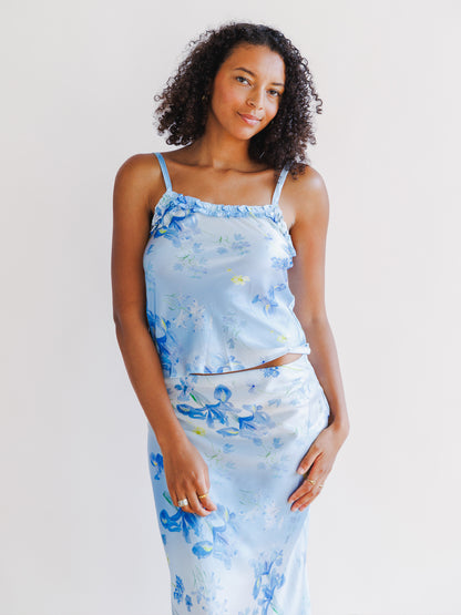 Silk Iris Blue Floral Cami Top
