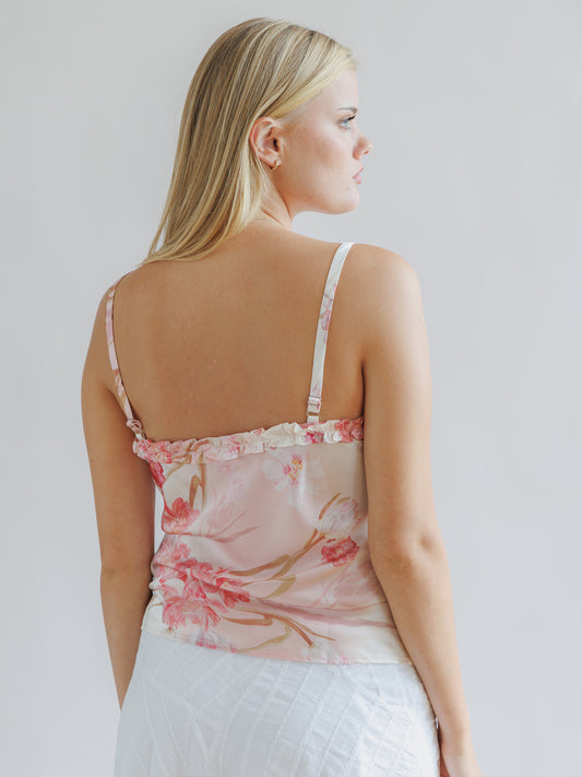 Silk Blush Pink Floral Cami Top