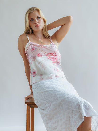 Silk Blush Pink Floral Cami Top
