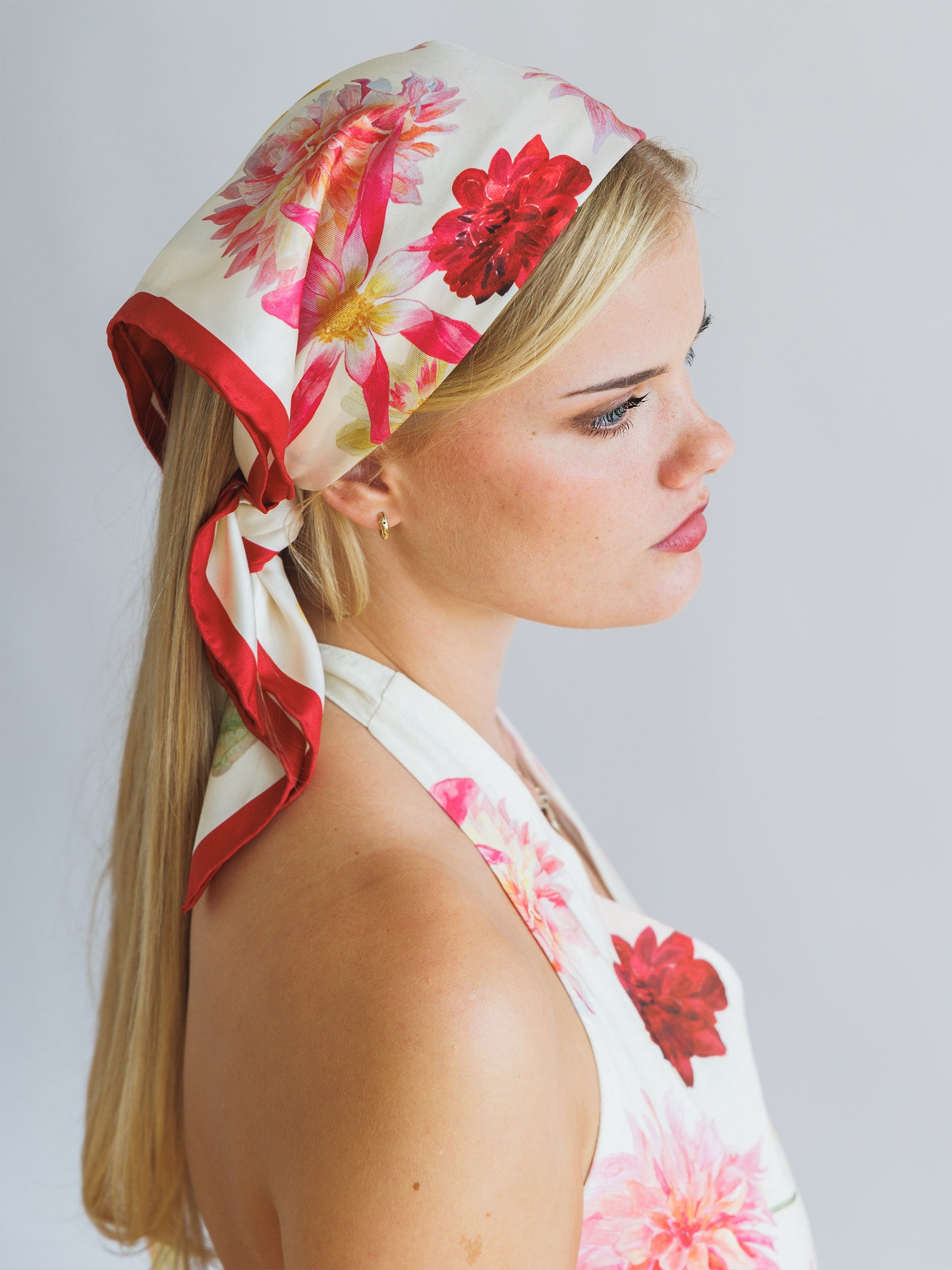 Cream Dahlia Silk Scarf