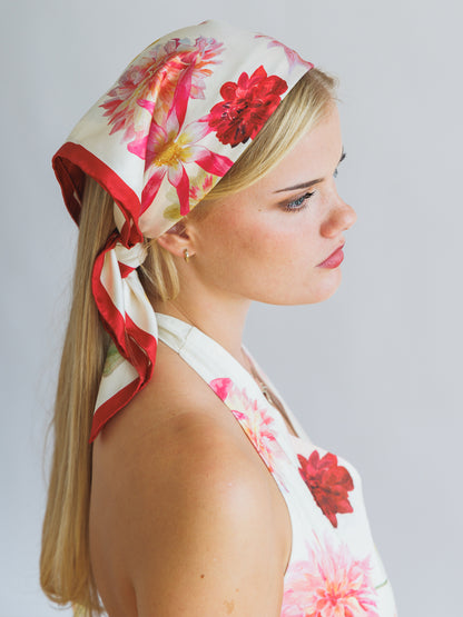 Cream Dahlia Silk Scarf