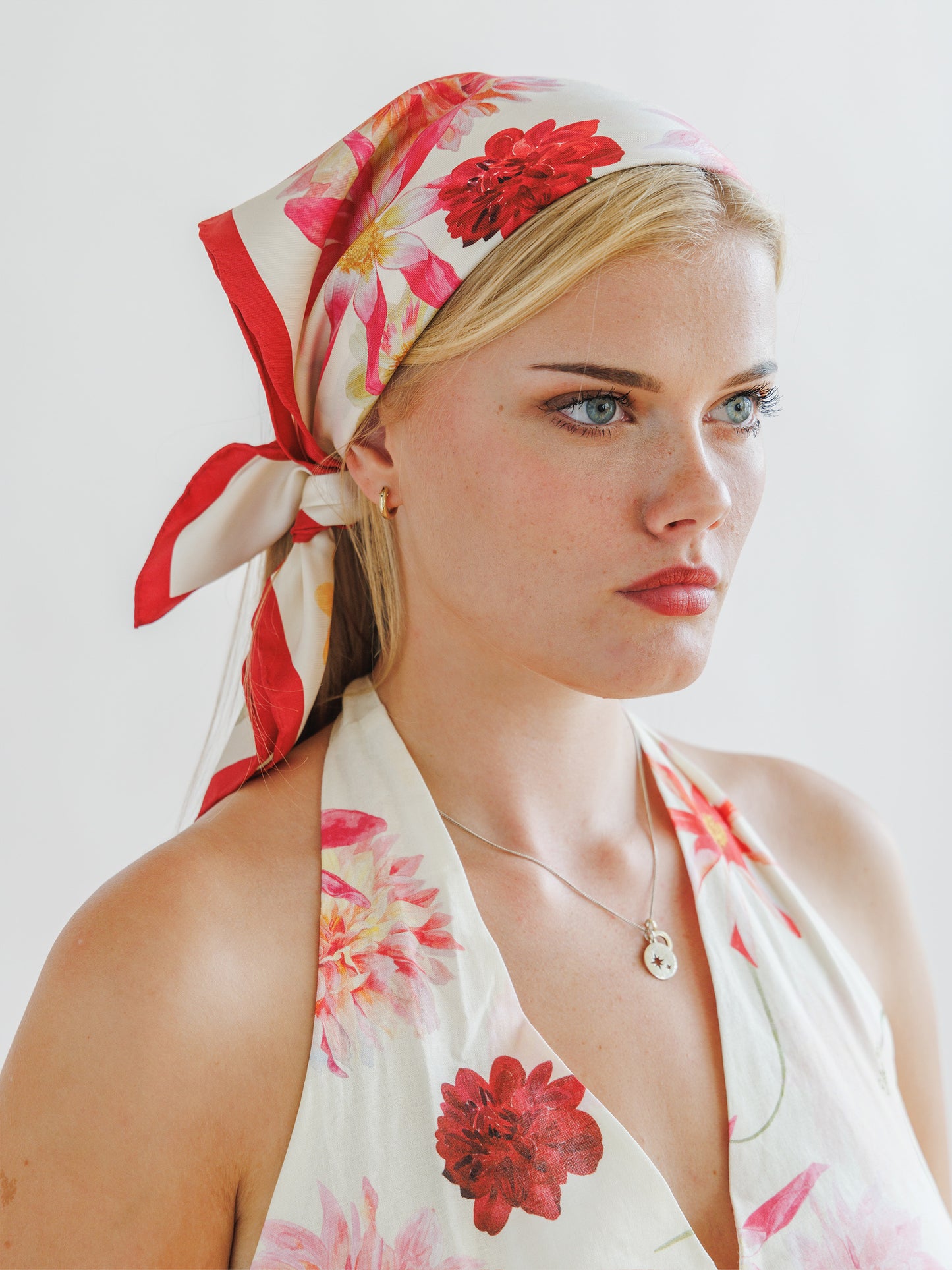 Cream Dahlia Silk Scarf