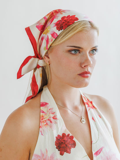 Cream Dahlia Silk Scarf