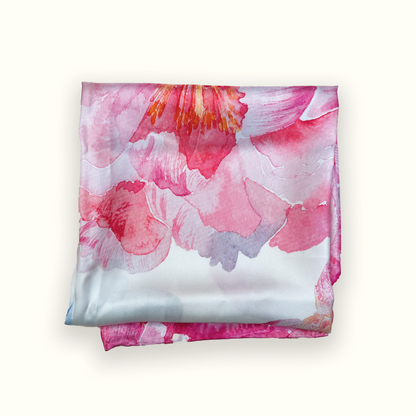 Large Peony Silk Scarf 90