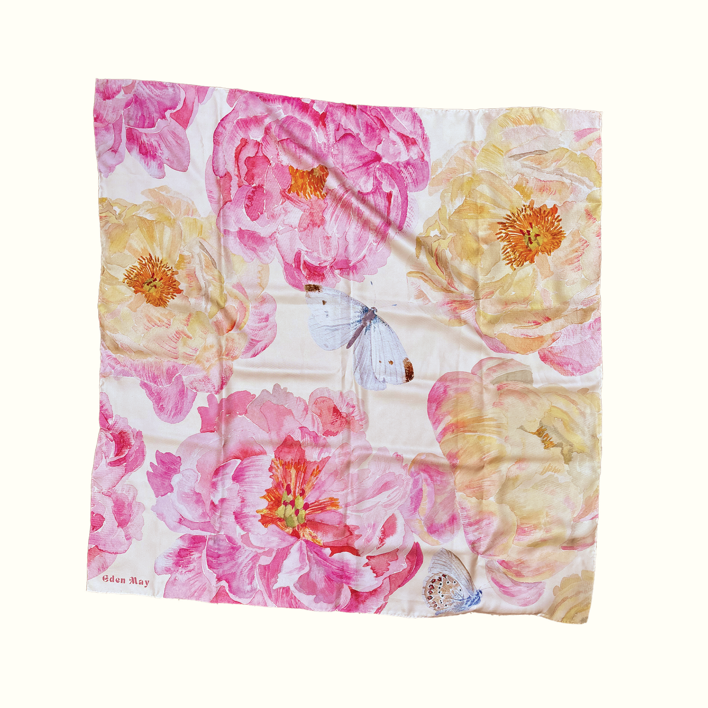 Large Peony Silk Scarf 90