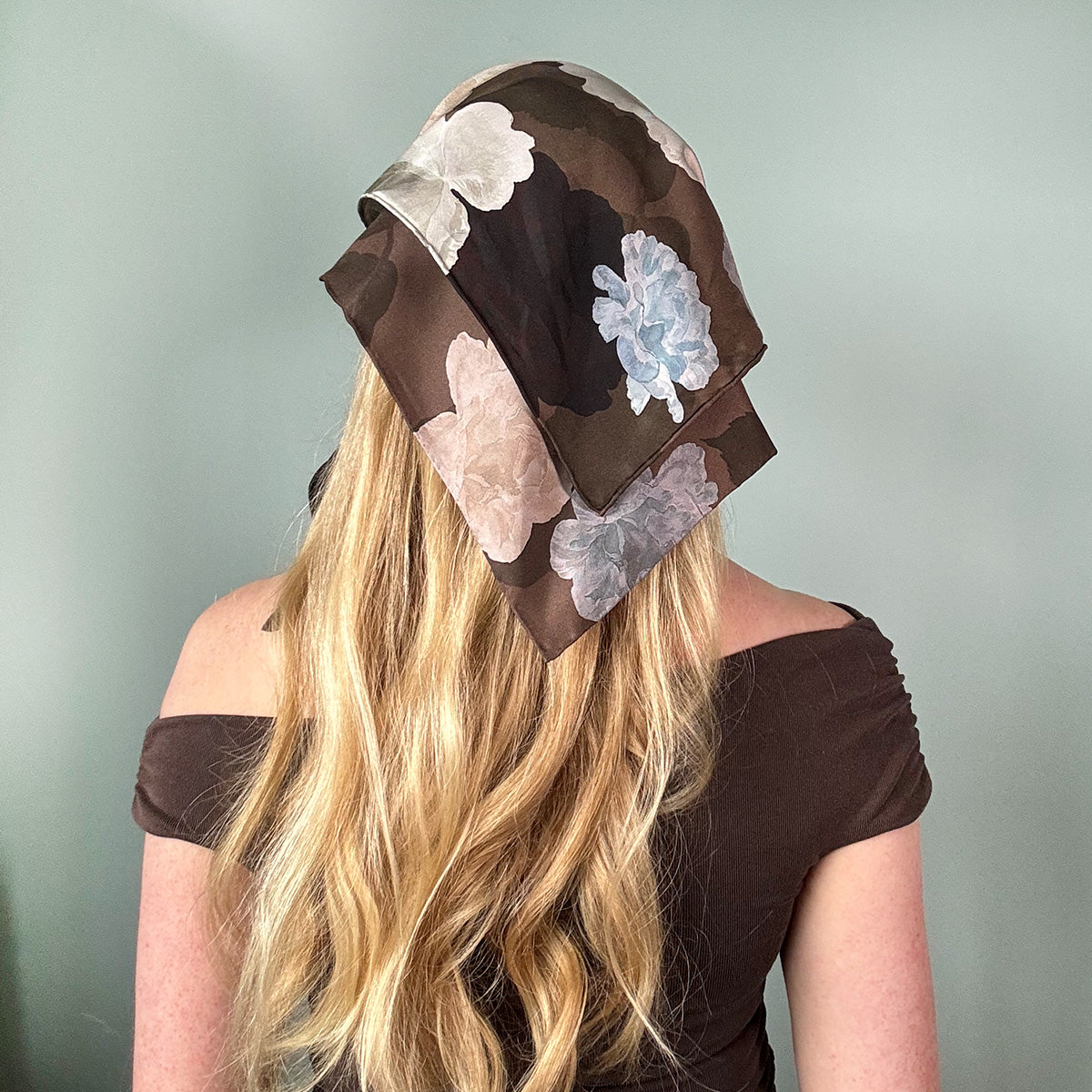 Sapphire Rose Silk Scarf