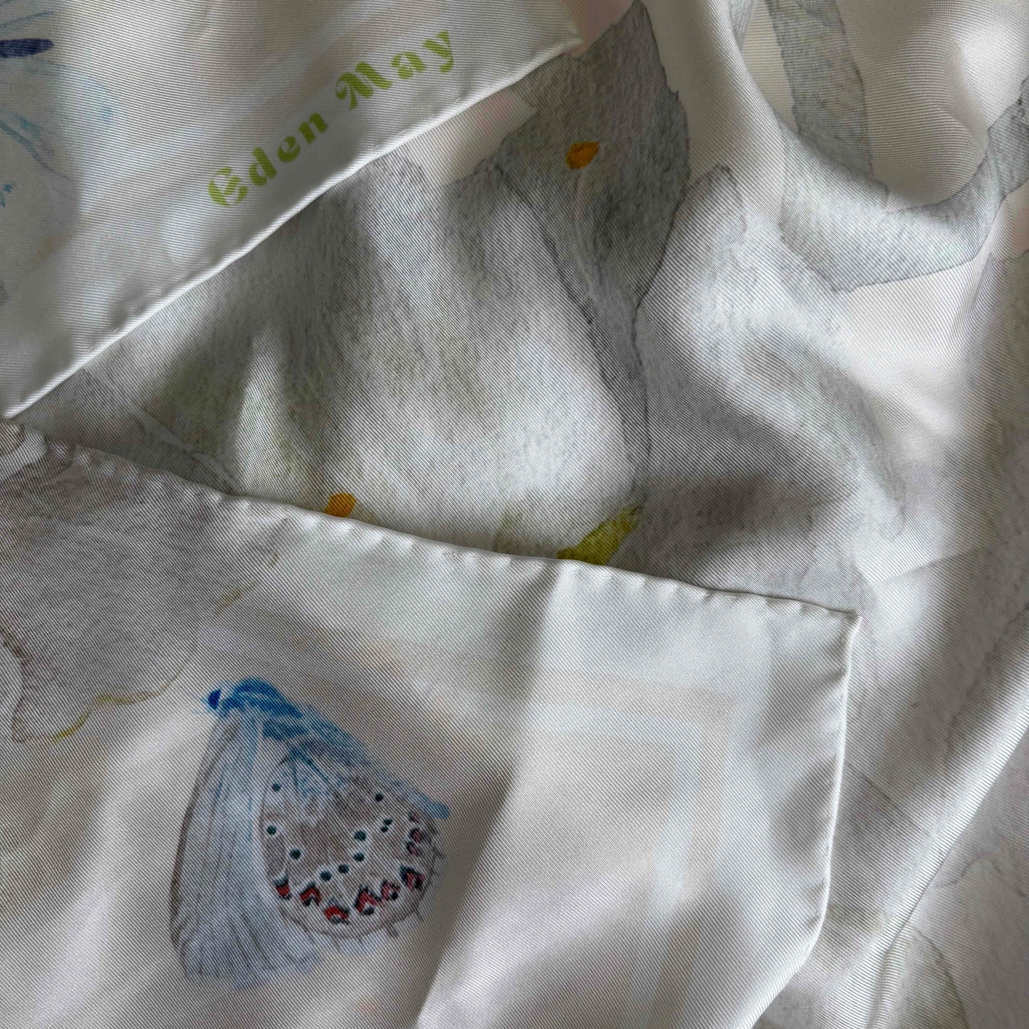 White Blossom Silk Scarf