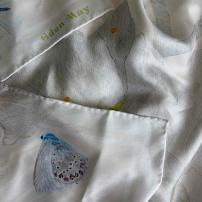 White Blossom Silk Scarf
